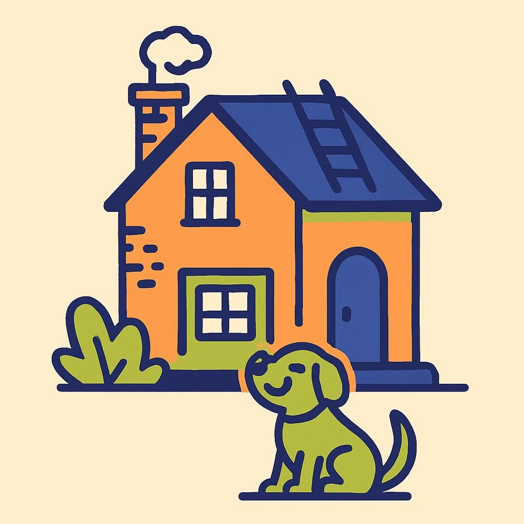 Drawing of a house with a chimney